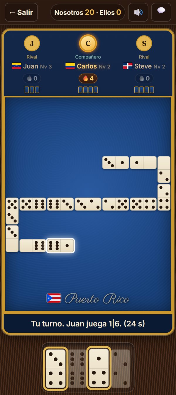 La misma partida en el celular