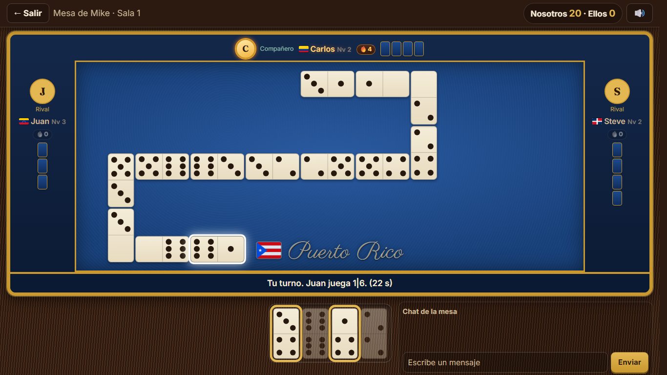Una partida de dominó por parejas en la computadora